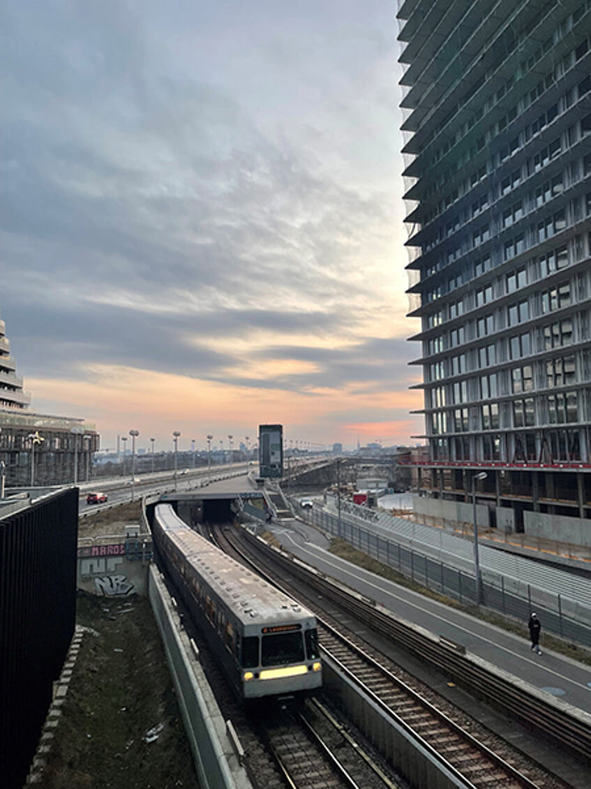 Train and train tracks of Viennese subway